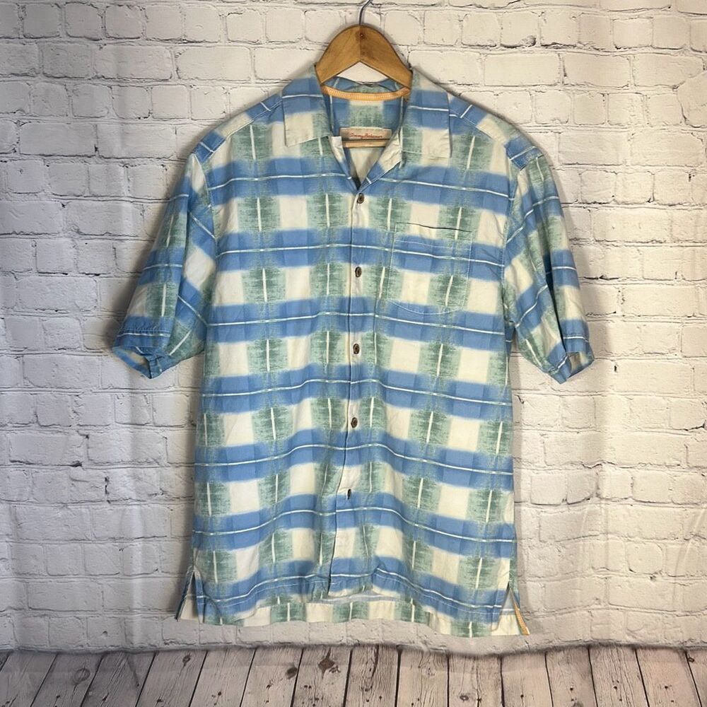 Tommy Bahama‎ Mens Silk Blend Short Sleeve Button Down Shirt size S Small